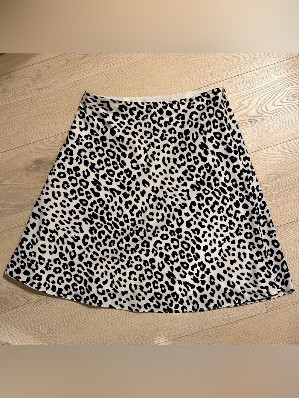 Leopard Print A-Line Skirt in Black and White